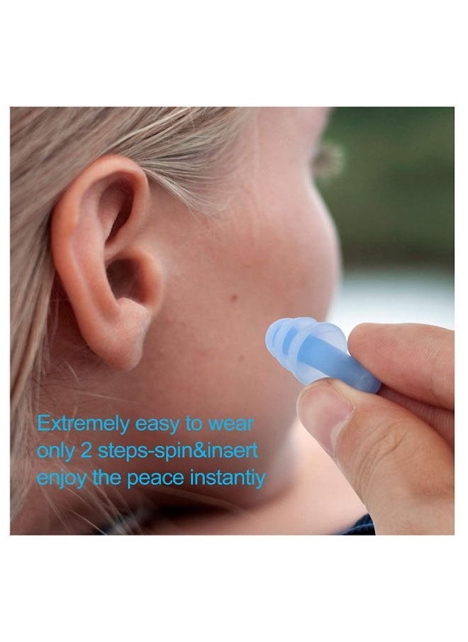 Cuken 6 Pairs Swimming Earplugs Reusable Ear Plugs, Waterproof Hypoallergenic Noise Reduction Earplugs for Hearing Protection, Suitable for Sleeping, Snoring, Swimming, Concerts Case Green Orange and Light Blue  - Image 5