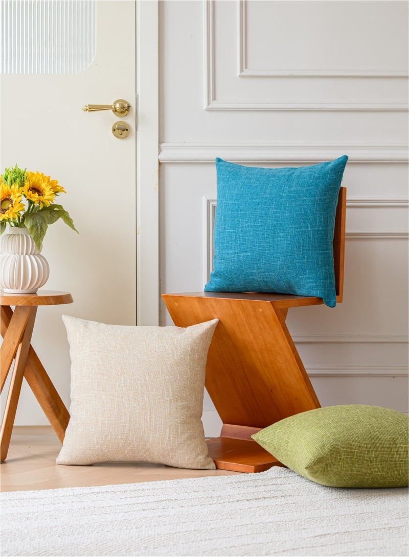 a moment a moment Set of 2 Teal Linen Decorative Throw Pillow Covers 45 x 45 CM Farmhouse Pillow Covers with Cross for Couch Sofa Bed Living Room Home Decor  - Image 5
