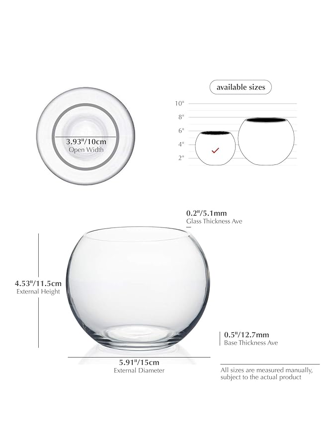 erorex Bowl Glass Vase Diameter 6 Inch Height 4.5 Inch Open Width 4 Inch Multiple Sizes Choices Clear Bubble Planter Terrarium Fish Bowl For Wedding Event Home Decor 1 Piece Vbw0006A - Image 2