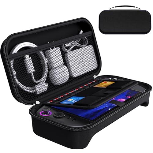 ivoler حقيبة حمل ivoler لجهاز Lenovo Legion Go Gen 2 88 حقيبة صلبة محمولة حقيبة سفر مع شاحن مدمج وقاعدة تخزين للألعاب تحمل 8 بطاقات MicroSD و 2 بطاقة بحجم بطاقة ائتمان باللون الأسود - Image 1