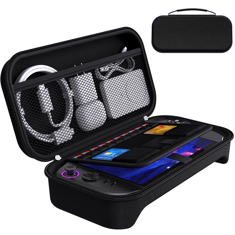 ivoler حقيبة حمل ivoler لجهاز Lenovo Legion Go Gen 2 88 حقيبة صلبة محمولة حقيبة سفر مع شاحن مدمج وقاعدة تخزين للألعاب تحمل 8 بطاقات MicroSD و 2 بطاقة بحجم بطاقة ائتمان باللون الأسود - Image 2