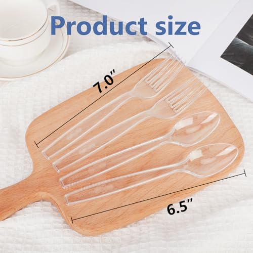 SACATR 100 Count Plastic Silverware Heavy Duty -50 Forks, 50 Spoons, BPA-Free, Heat Resistant, Disposable Plastic Utensils Set, Plastic Cutlery Set, Plasticware Suitable for Party Everyday Use - Image 3