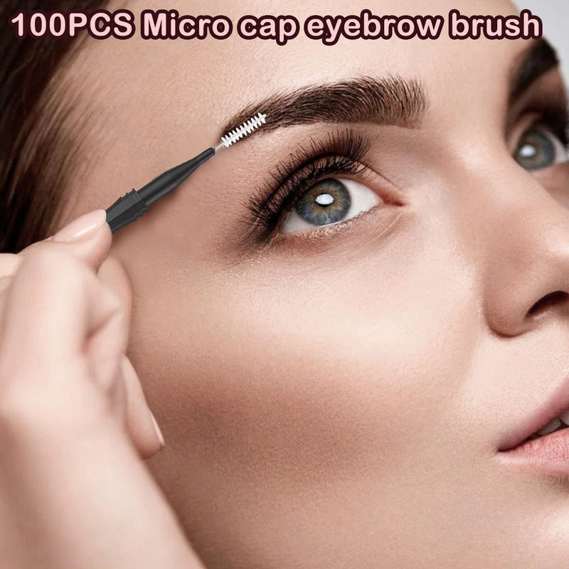 CANIPHA 100Pcs Micro Eyebrow Brush With Cap,Eyebrow Spoolie Brush Micro Eyebrow Lamination Brush 2Size Multifunctional Micro Spooly Lash Mascara Brush Comb for Eyelash Lift Extensions Brow Clean(White,Black) - Image 2