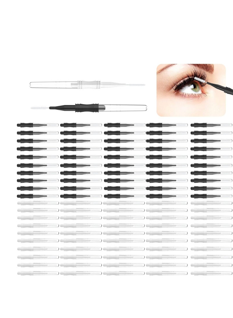 CANIPHA 100 Pcs Micro Eyebrow Brush With Cap,Eyebrow Spoolie Brush Micro Eyebrow Lamination Brush 2 Size Multifunctional Micro Spooly Lash - Image 1