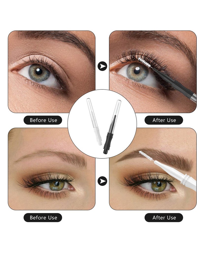 CANIPHA 100 Pcs Micro Eyebrow Brush With Cap,Eyebrow Spoolie Brush Micro Eyebrow Lamination Brush 2 Size Multifunctional Micro Spooly Lash - Image 2