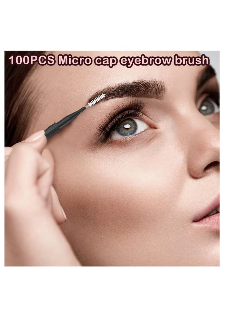 CANIPHA 100 Pcs Micro Eyebrow Brush With Cap,Eyebrow Spoolie Brush Micro Eyebrow Lamination Brush 2 Size Multifunctional Micro Spooly Lash - Image 3