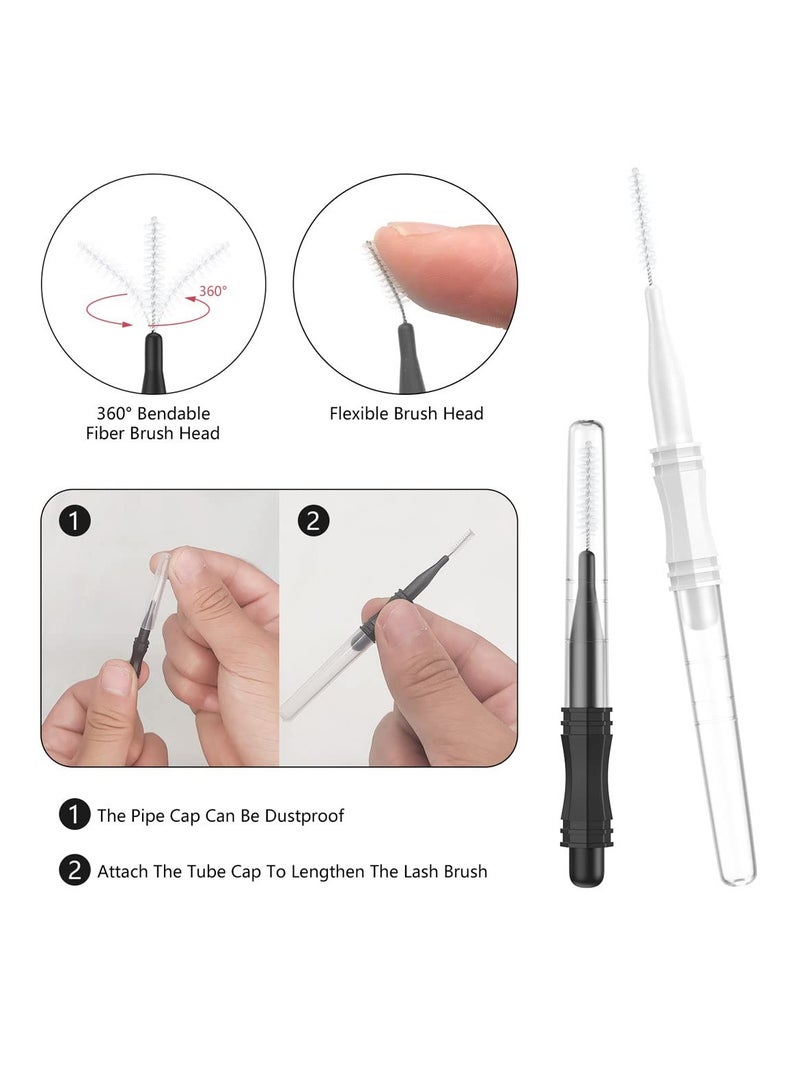 CANIPHA 100 Pcs Micro Eyebrow Brush With Cap,Eyebrow Spoolie Brush Micro Eyebrow Lamination Brush 2 Size Multifunctional Micro Spooly Lash - Image 4