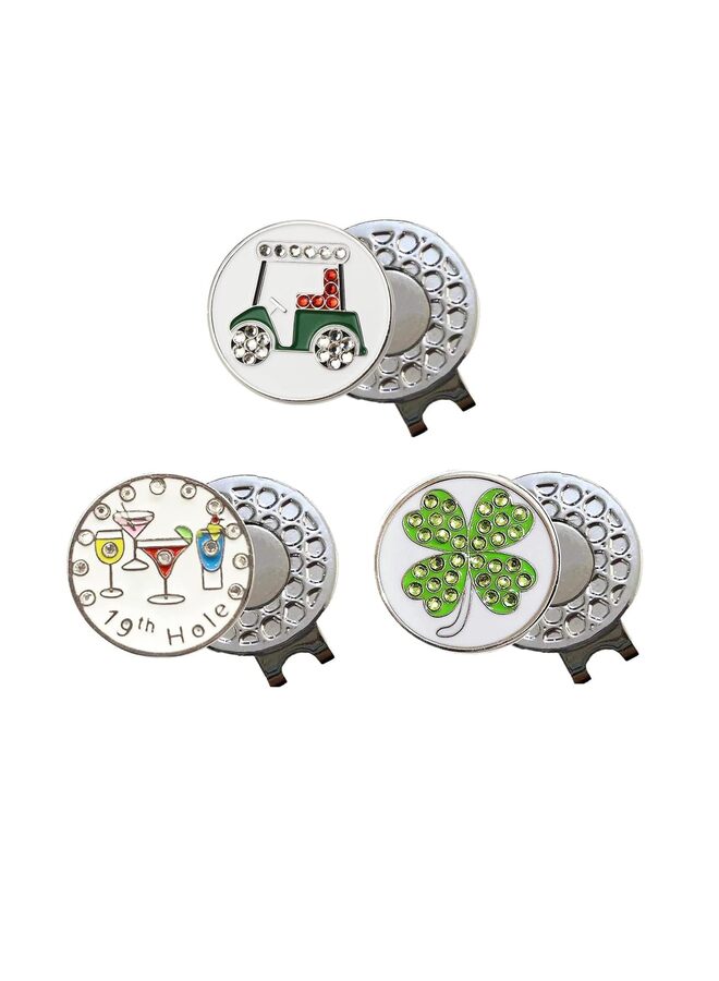 LAMAY 6 PCS Golf Ball Markers with Hat Clips, Bling Crystal Golf Ball Marker with A Standard Hat Clip That Make Golf Gifts for Men or Women - Image 1