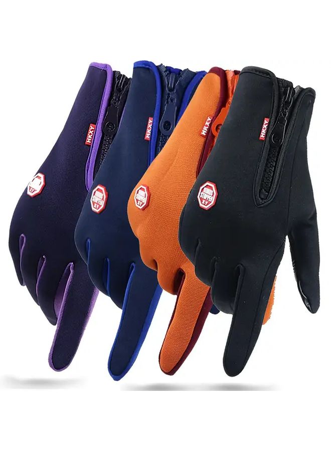 Double Layer Touch Screen Gloves Black Size L Winter Sports Warm Windproof - Image 1