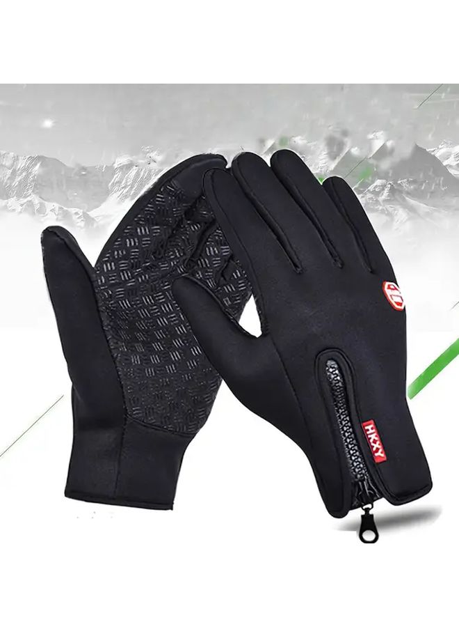 Double Layer Touch Screen Gloves Black Size L Winter Sports Warm Windproof - Image 2