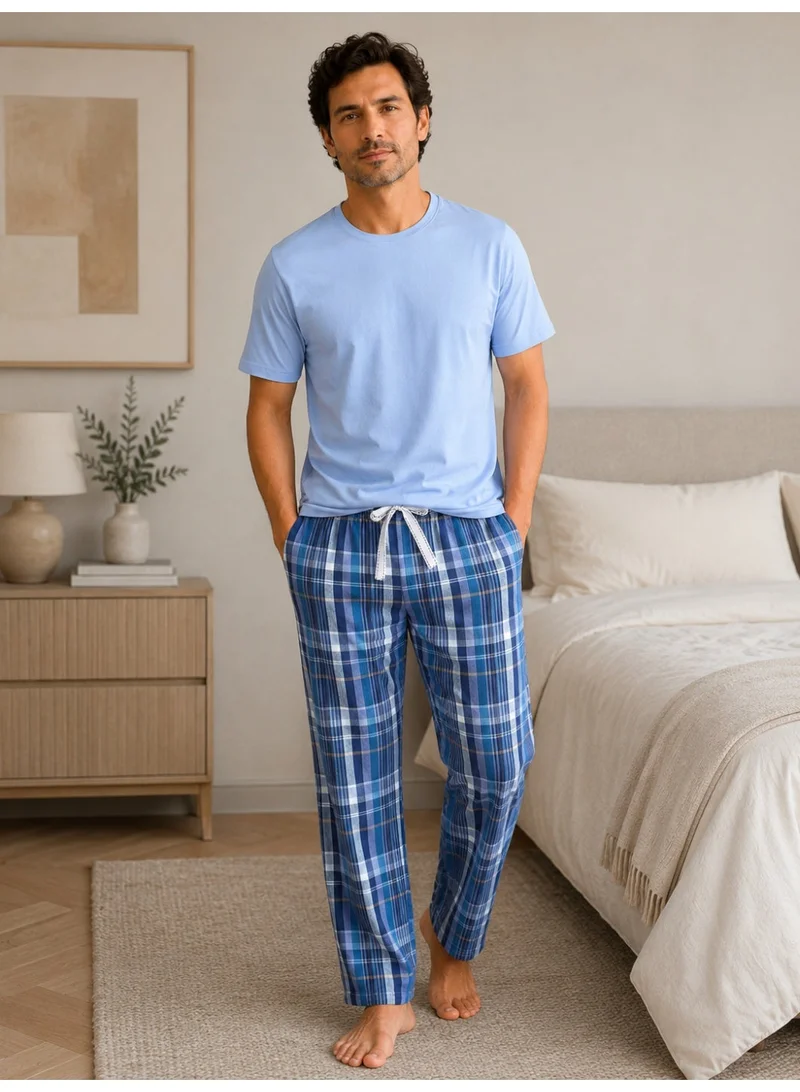فكتور اند جين Men’s Short Sleeve T-Shirt & Long Pants Pyjama Set – Comfortable Relaxed Fit