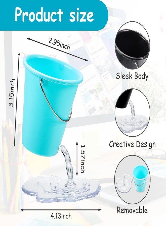 Seajan 2 Pack Pen Holder for Desk, Creative Floating Bucket Cute Pencil Holder Cup for Desk Organizer Accessories Office Decor Back to School Gift for Teachers - Image 2