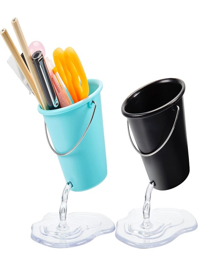 Seajan 2 Pack Pen Holder for Desk, Creative Floating Bucket Cute Pencil Holder Cup for Desk Organizer Accessories Office Decor Back to School Gift for Teachers - Image 1