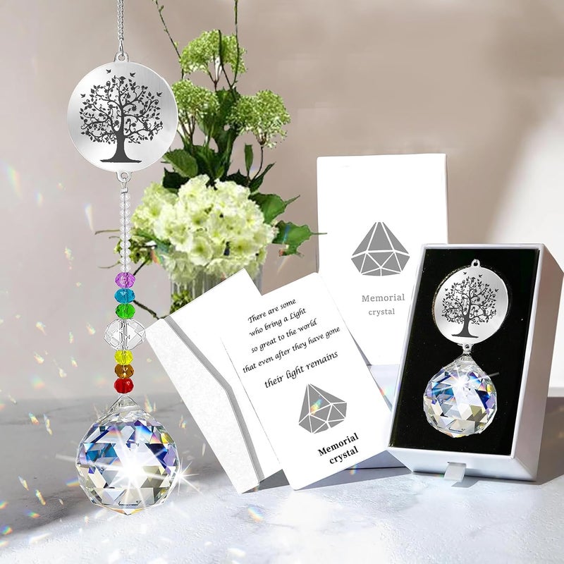Persofine Memorial Gifts Crystal Suncatcher,Unique Sympathy Gifts for Loss of Loved One,Rainbow Maker Bereavement Gifts Box for Loss of Father Mom Dad Son Daughter Husband Brother Grandmother (Tree) - Image 1