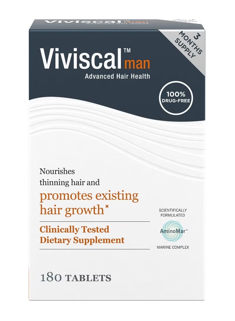 Viviscal Men's Hair Growth Supplements 180 Tablets - 3 Month Supply - Image 1