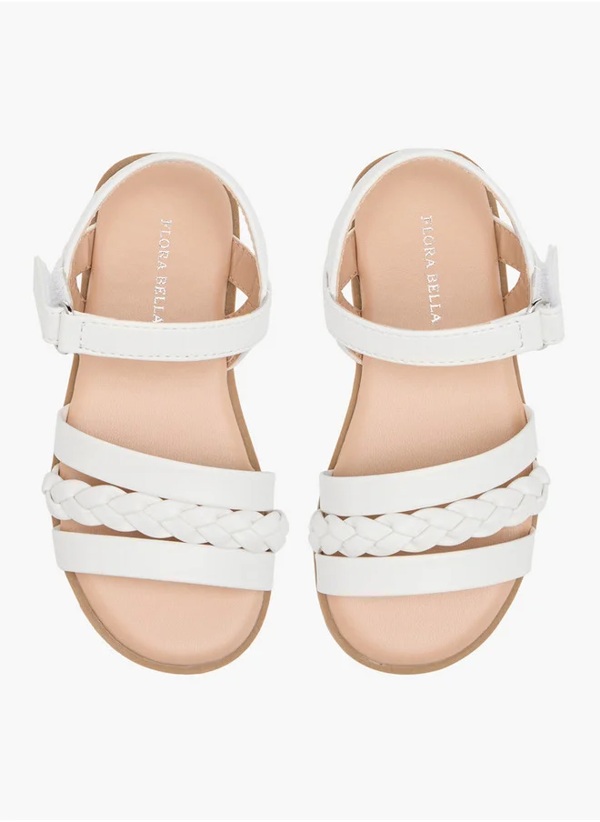 Flora Bella By Shoexpress Girls Braided Sandals with Hook and Loop Closure