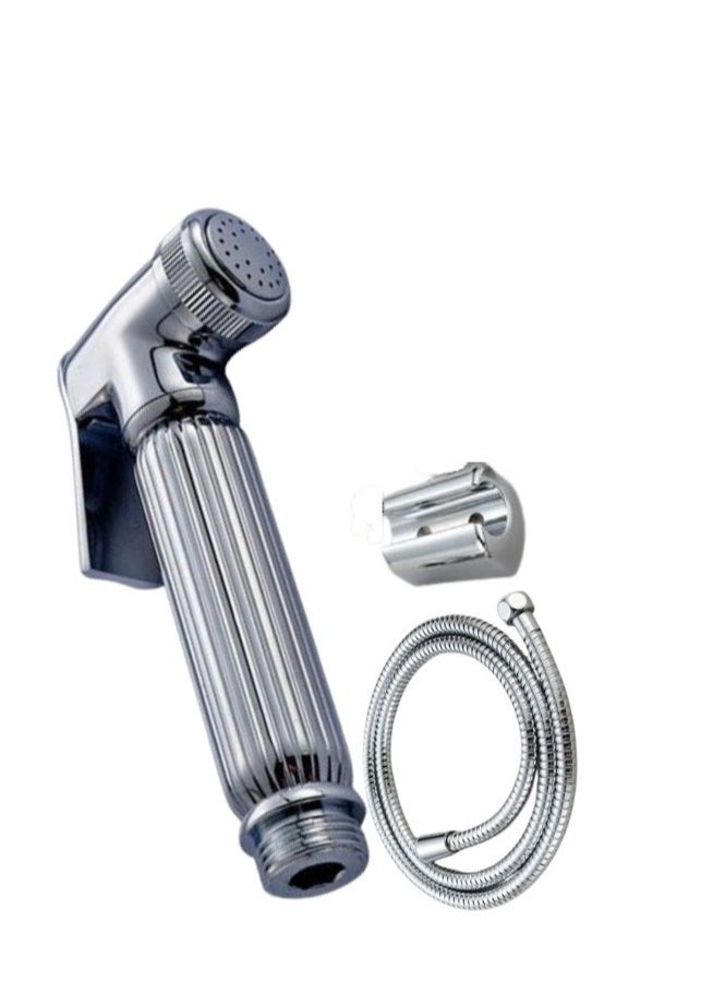 Shams - Toilet Bidet Spray Hand Held With Holder And Hose Stainless Steel, Size 120 Cm, Metallic SELVER, D170610 - Image 1