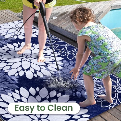 LuxStep Outdoor Rug Waterproof Outdoor Plastic Straw Rug Reversible Patio Rug Mat Outdoor Decor Large Area Mats for RV, Picnic, Backyard, Deck, Balcony, Porch, Beach, Camping, 6'x 9',Blue - Image 5