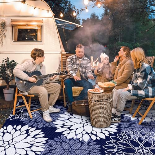 LuxStep Outdoor Rug Waterproof Outdoor Plastic Straw Rug Reversible Patio Rug Mat Outdoor Decor Large Area Mats for RV, Picnic, Backyard, Deck, Balcony, Porch, Beach, Camping, 6'x 9',Blue - Image 2