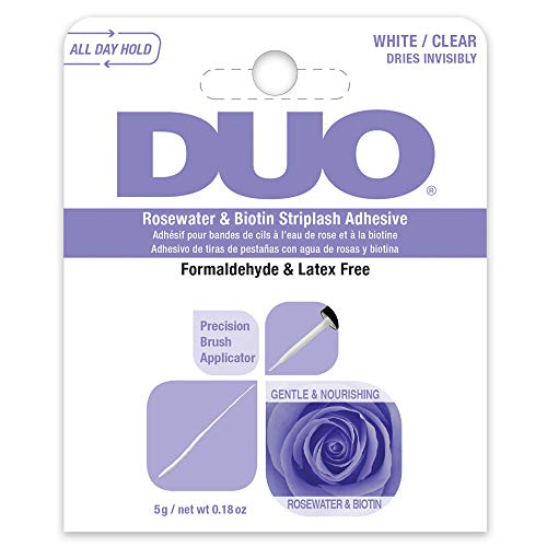 DUO Rosewater Biotin Eyelash Glue Clear Strip Lash Adhesive with Brush Applicator All Day Hold 018 oz - Image 1