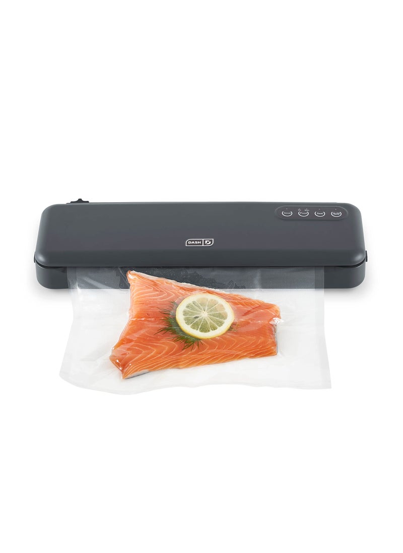 Dash DASH SuperSeal Vacuum Sealer for Food Storage and Sous Vide Perfect for Preserving Fresh Ingredients Single Use  Reusable Bags and Cutter Included  Grey 
