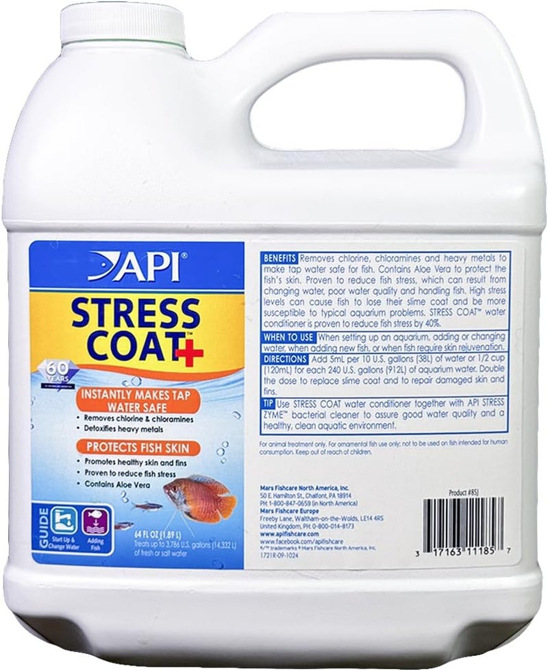 API STRESS COAT Aquarium Water Conditioner 64-Ounce Bottle - Image 1