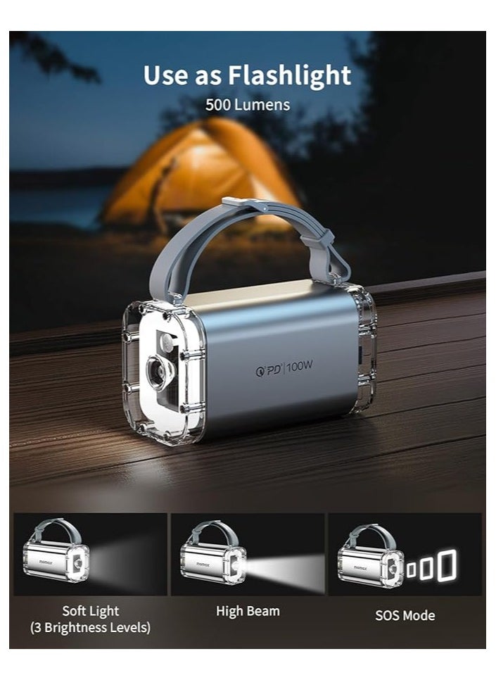Momax - 40000mah 100W PD 3.0 Ultra Fast Charging IP67 Mini Portable Power Bank with FlashLight - Image 1