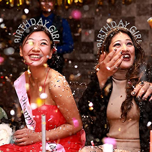 AOPRIE Birthday Girl Crown for Women with Sash Silver Colorful Tiara for Women Headband Princess Crown Rhinestone Happy Birthday Accessories - Image 5