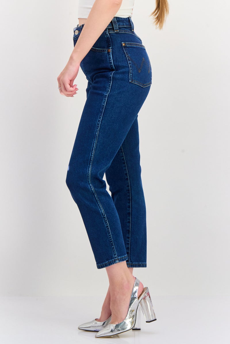 Wrangler Women Regular Fit Washed Denim Jeans, Blue - Image 2