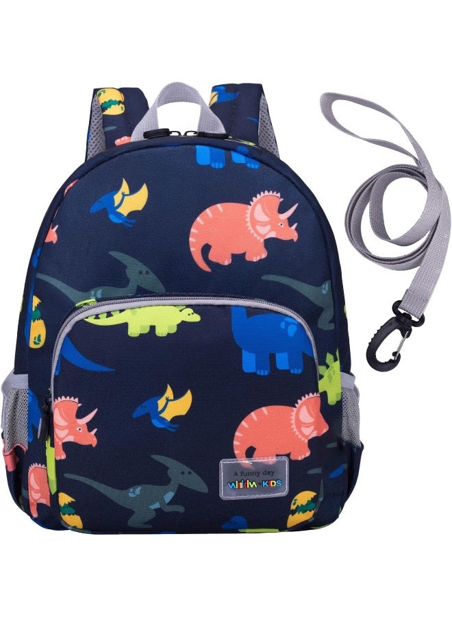 willikiva حقيبة ظهر ديناصور ثلاثية الأبعاد من ويليكيفا للأطفال حقائب ظهر للأولاد والبنات حقيبة أطفال مقاومة للماء حزام أمان مع حبل (أزرق داكن) - Image 1