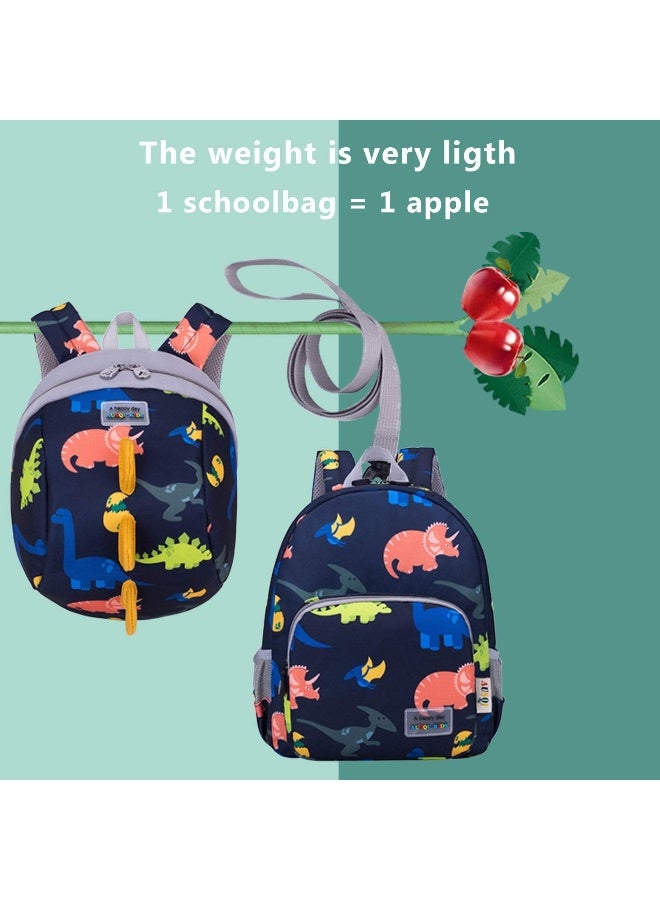 willikiva حقيبة ظهر ديناصور ثلاثية الأبعاد من ويليكيفا للأطفال حقائب ظهر للأولاد والبنات حقيبة أطفال مقاومة للماء حزام أمان مع حبل (أزرق داكن) - Image 4