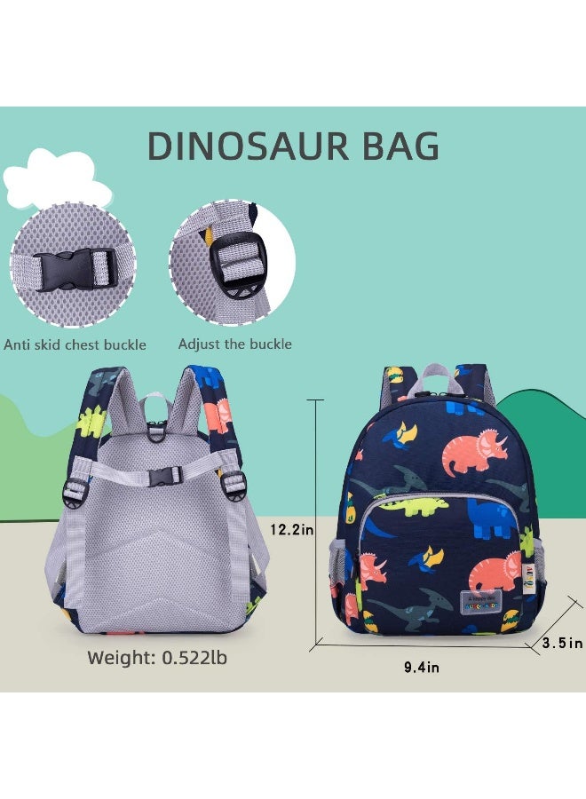 willikiva حقيبة ظهر ديناصور ثلاثية الأبعاد من ويليكيفا للأطفال حقائب ظهر للأولاد والبنات حقيبة أطفال مقاومة للماء حزام أمان مع حبل (أزرق داكن) - Image 2