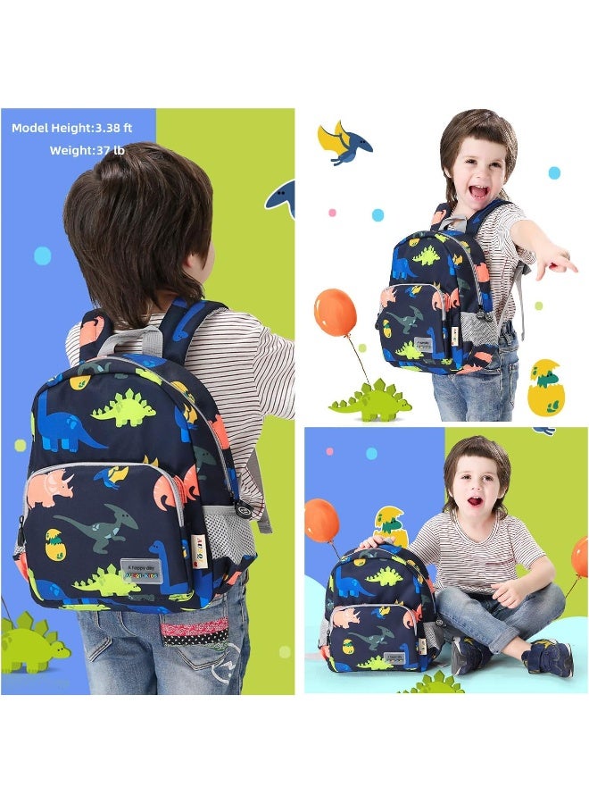 willikiva حقيبة ظهر ديناصور ثلاثية الأبعاد من ويليكيفا للأطفال حقائب ظهر للأولاد والبنات حقيبة أطفال مقاومة للماء حزام أمان مع حبل (أزرق داكن) - Image 3