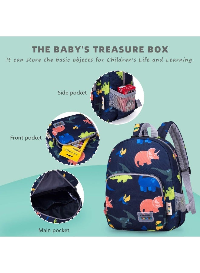 willikiva حقيبة ظهر ديناصور ثلاثية الأبعاد من ويليكيفا للأطفال حقائب ظهر للأولاد والبنات حقيبة أطفال مقاومة للماء حزام أمان مع حبل (أزرق داكن) - Image 5