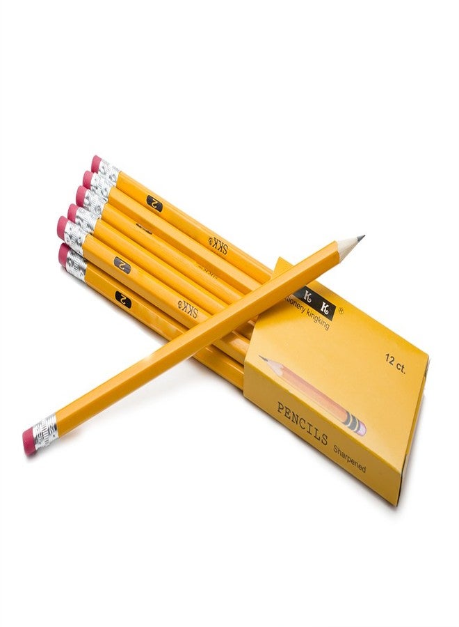إس كي كي ستيشناري أقلام رصاص مشحوذة مسبقًا من SKKSTATIONERY، أقلام رصاص مشحوذة مع ممحاة في الأعلى، قلم رصاص رقم 2 HB، 144 قلمًا/علبة (علبة من 2) - Image 2
