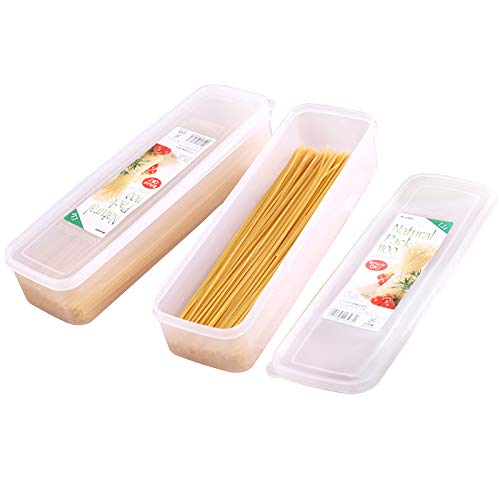 FEOOWV 2Pcs Pasta Storage Container Kitchen Spaghetti Food Storage Box - Noodle Canister With Lid for Spaghetti, Noodles, Pasta, Eggs, Fruits Snacks (2Pcs) - Image 1