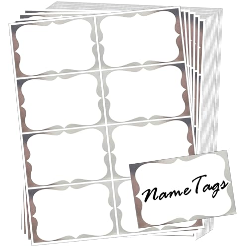 SALEMAR Silver Foil Sticky Name Tags, 3.5" x 2.25" Adhesive Foil Name Tag Stickers Gift Label Stickers for Class Union, Conference, Family Gatherings, 200PC (Silver) - Image 1