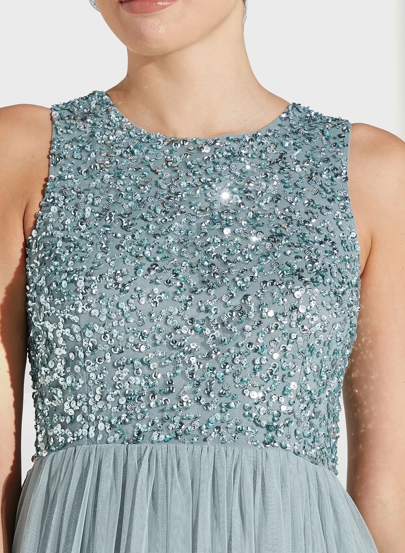 Namshi x Youmna Embellished Bodice Maxi Dress