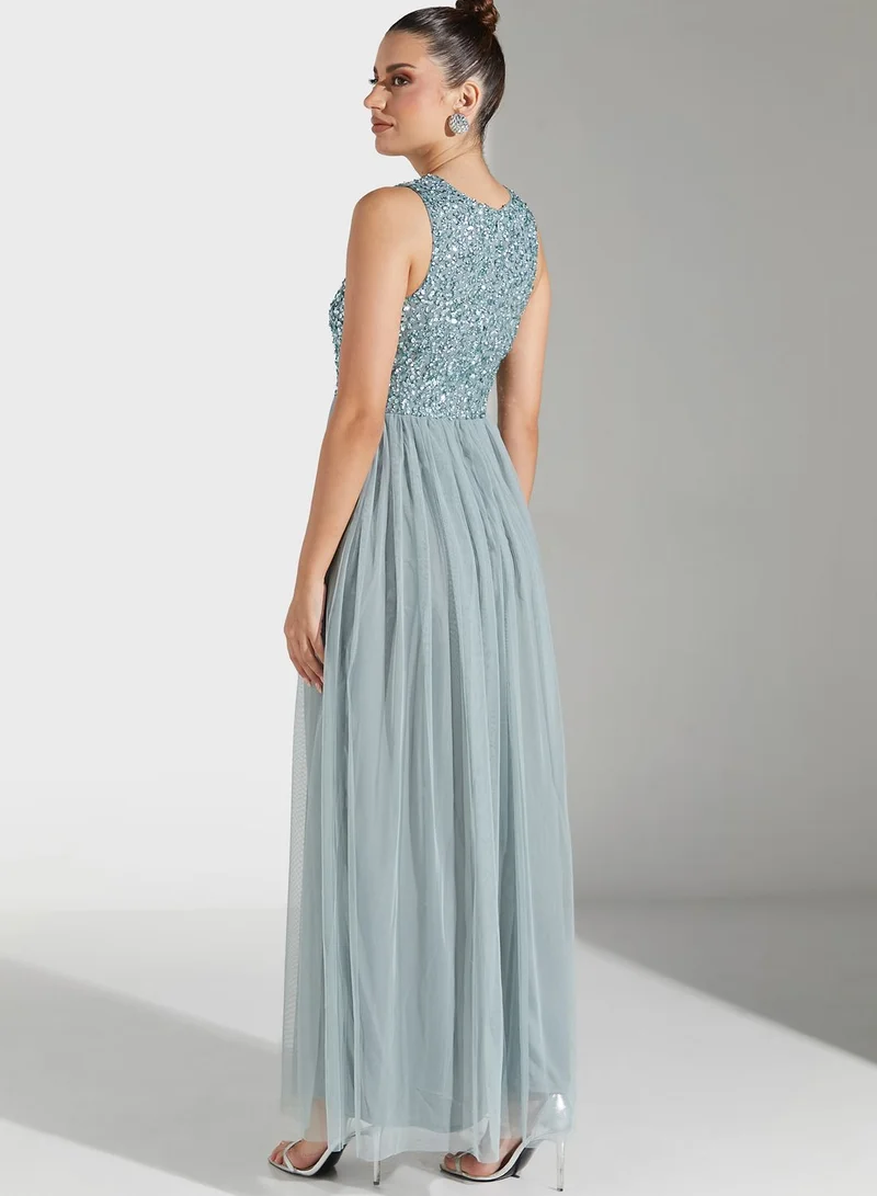 Namshi x Youmna Embellished Bodice Maxi Dress