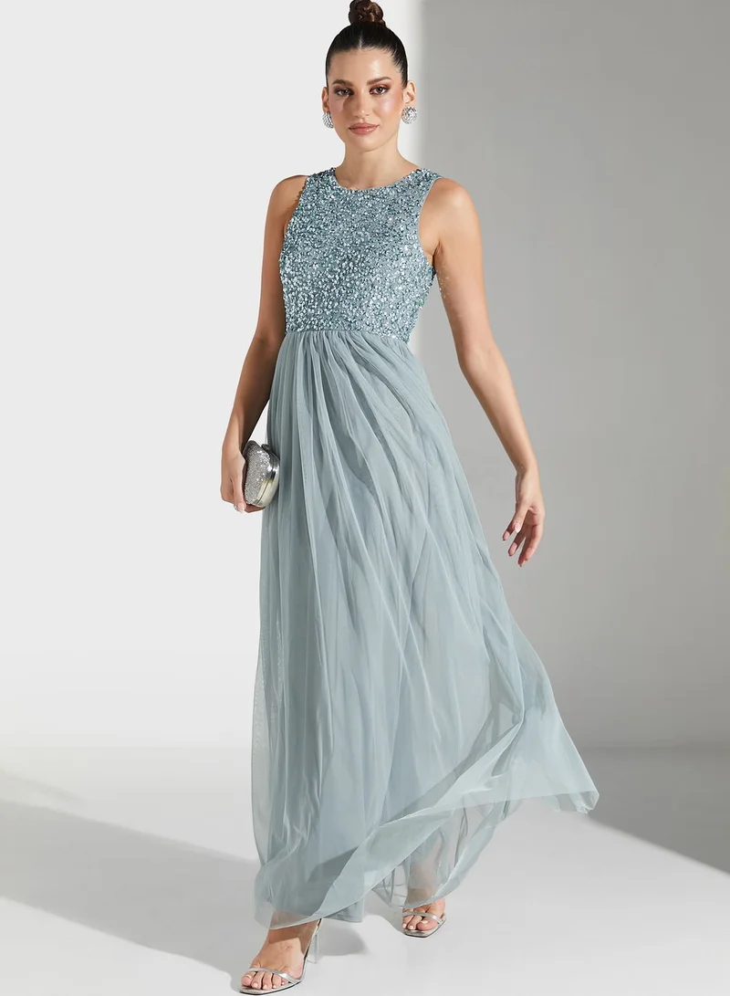 Namshi x Youmna Embellished Bodice Maxi Dress