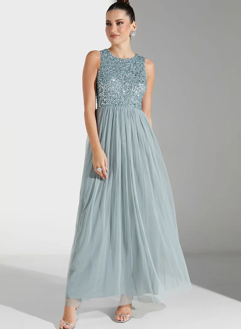 Namshi x Youmna Embellished Bodice Maxi Dress