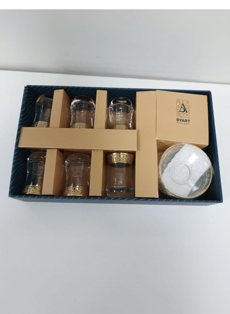 BYART Tea set of 12 pieces, 6 cups and 6 saucers, made of glass, made in Turkey - Image 4