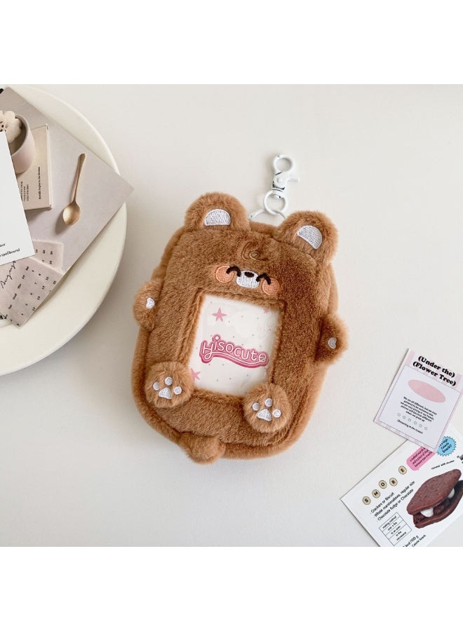 NIBEMINENT 1 - Piece Original Animal Plush Kpop Photo Card Holder Pendant Key Chain ID Badge Holder ID Card Holder Photo Card Protector for School ID Office ID Access Card for Women Girls - Image 1
