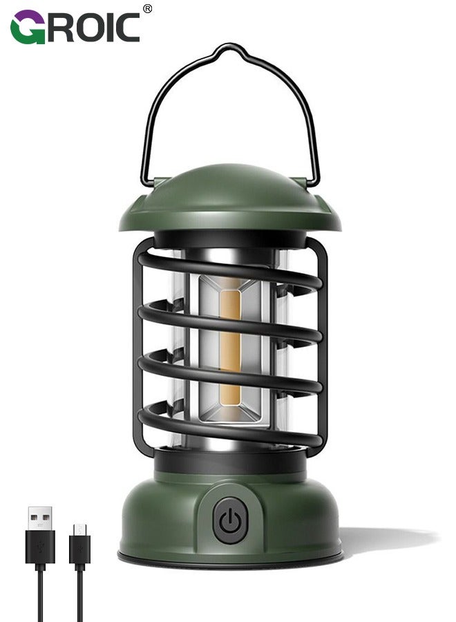 GROIC Retro Camping Lantern Rechargeable 1500LM 2 Modes Dimmable,Portable Electric Hurricane Lamp Hands-Free Flashlight, LED Lanterns for Power Outages Indoor - Image 1