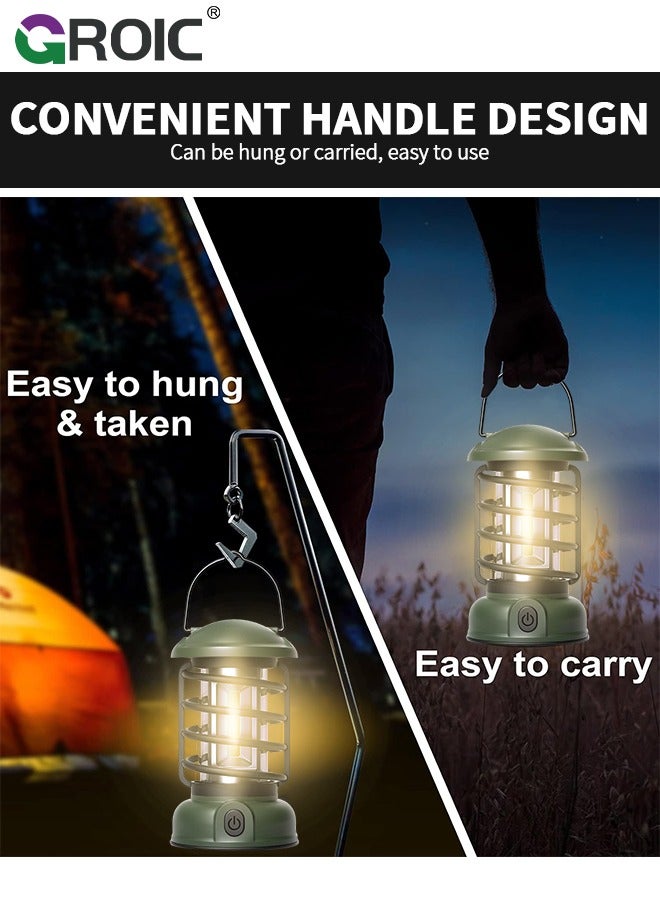 GROIC Retro Camping Lantern Rechargeable 1500LM 2 Modes Dimmable,Portable Electric Hurricane Lamp Hands-Free Flashlight, LED Lanterns for Power Outages Indoor - Image 4