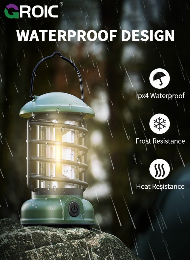 GROIC Retro Camping Lantern Rechargeable 1500LM 2 Modes Dimmable,Portable Electric Hurricane Lamp Hands-Free Flashlight, LED Lanterns for Power Outages Indoor - Image 3