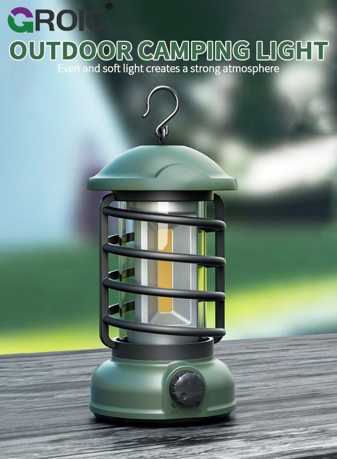 GROIC Retro Camping Lantern Rechargeable 1500LM 2 Modes Dimmable,Portable Electric Hurricane Lamp Hands-Free Flashlight, LED Lanterns for Power Outages Indoor - Image 2