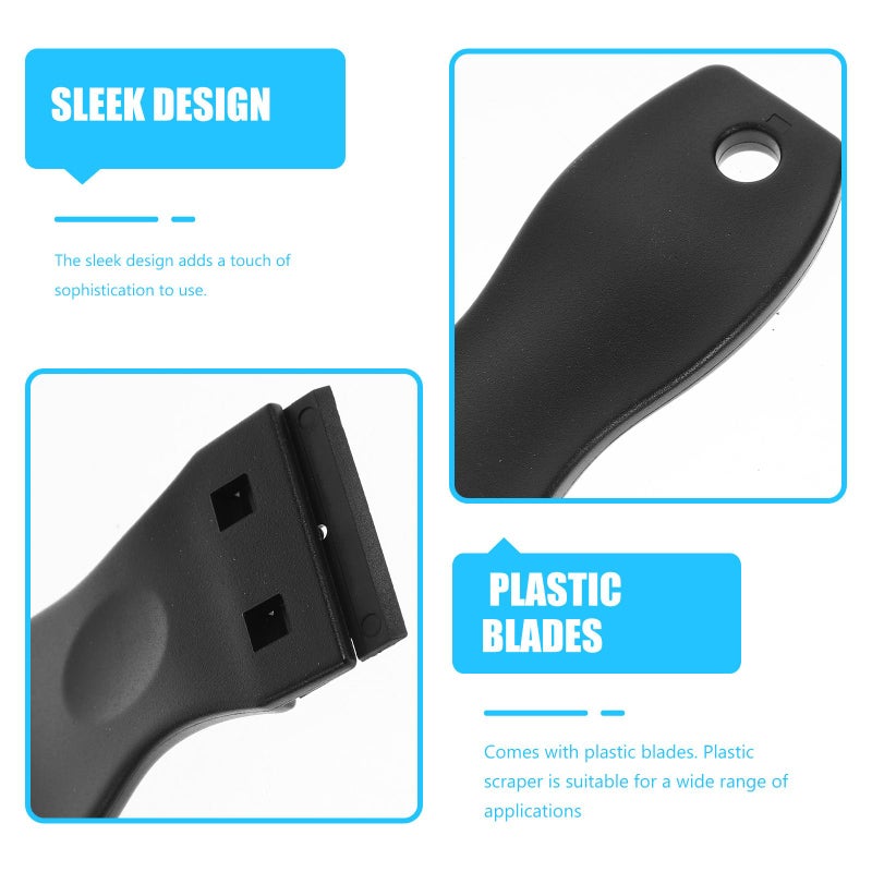 Plastic Adhesive Remover Tool with 11pcs Black Scraper and Blades for Window Film Sticker - Image 4