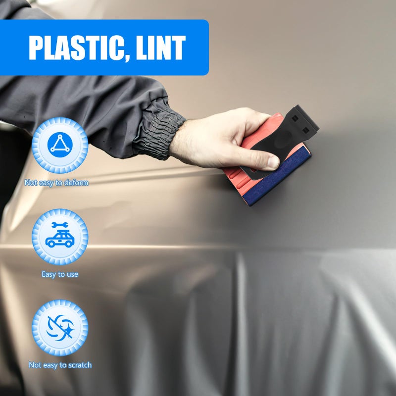 Plastic Adhesive Remover Tool with 11pcs Black Scraper and Blades for Window Film Sticker - Image 5