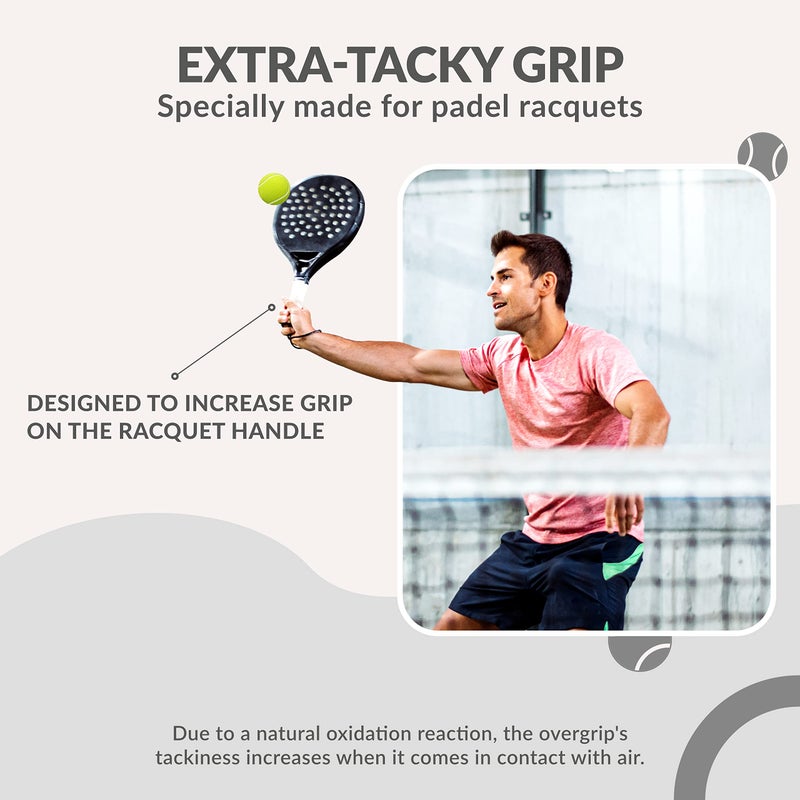 Palbea بالبي Extra Padel OverGrip - عبوة من 60 - امتصاص عالي للعرق - شريط قبضة مضرب التنس غير القابل للانزلاق - سطح ناعم - مصمم لمضارب البادل. - Image 2